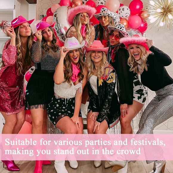 Pink Cowgirl Hat Set with Heart Sunglasses Bandana Western Costume Accessories main image 5
